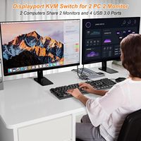 Commutateur Kvm 8K 60HZ USB3.0 double DP pour ordinateurs Macbook 2 partager 1 ensemble souris clavier 2 moniteurs Commutateur Kvm Usb avec télécommande