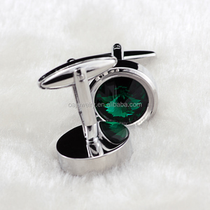 Onlyart cao cấp sang trọng của nam giới Khuy măng sét bạc mạ màu xanh lá cây pha lê với biểu tượng tùy chỉnh cho Nam Giới Quà Tặng tùy biến - Product Image 5