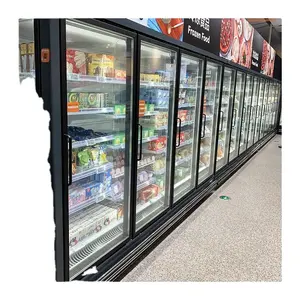 Supermarket 5 glass door display freezer vertical refrigerator upright fridge frozen food meat refrigerator