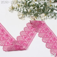 Bordure en dentelle brodée personnalisée 6 cm rose bicolore avec broderie florale pour ourlet de jupe, robe, décoration de vêtement, couture