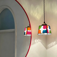 Lampu Gantung Kaca Patri Bentuk Merpati Warna Tembaga E14 LED Mini Barrel Shade AC 85-265V untuk Dapur Kamar Tidur Kafe