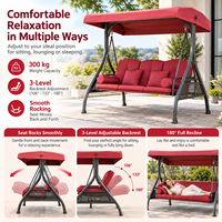 Fauteuil balançoire de jardin 3 places avec auvent, dossier réglable, inclinaison à 180 degrés, lit balançoire robuste, mobilier de jardin