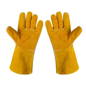 OEM Leather Welding Gloves Heat Resistant Cowhide Welding Gloves Work Glove for Industrial Safety