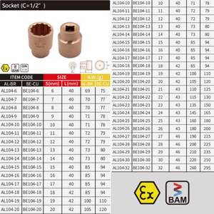 वेडो ukas बाम एटेक्स प्रमाण पत्र गैर-स्पार्किंग एल्यूमीनियम कांस्य बेरिलियम कॉपर 1/<span class=keywords><strong>2</strong></span> "ड्राइव सॉकेट - Product Image 3