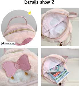 Seyahat 3D Kawaii beyaz köpek hayvan karikatür PU omuz Schoolbag çocuklar kızlar için sevimli Mini kürklü sırt çantası - Product Image 3