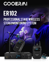 Système de monitoring intra-auriculaire sans fil ER-102 UHF Stéréo Professionnel Studio Scène IEM avec 1 émetteur et 8 récepteurs de poche