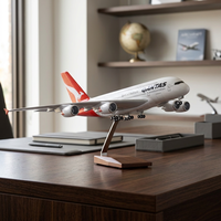 Maquette d'avion en résine Airbus A380 Emirates Qantas 37 cm avec éclairage LED et son, à poser sur le bureau, objet de collection, cadeau aviation
