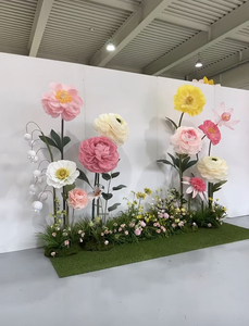 2024 Customized Diameter Organza Silk Paper Free-standing Giant Flower for Window Display Wedding Decoration