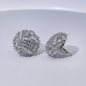 Pendientes de Bola con Circonita Cúbica Blanca, Corte Esmeralda, Chapados en Oro, Clásicos y Modernos de Tianyu Gems para Mujer - Product Image 6