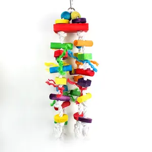 Wholesale Hot Selling High Quality Natural Wooden Blocks Bird Parrot Chew Toy Bird Cage Hanging Toy