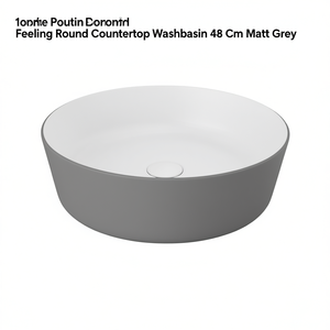 Lavabo de encimera redondo Feeling de 48 cm, gris mate - Product Image 3