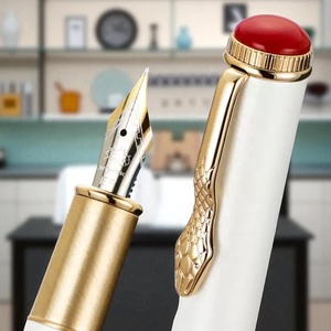 Juego de pluma estilográfica de Metal <span class=keywords><strong>Jinhao</strong></span> 025, estilo Clip de serpiente (punta EF/F), suministro de papelería de oficina, caja de Metal duradera, regalo de escritura en caja - Product Image 3