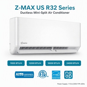 ZERO Z-MAX US <b>Mini</b> Split <b>Air</b> <b>Conditioner</b> 9000-24000 BTU R32 Heat Pump 24 SEER2 Wall Mounted AC AHRI for Project Sub-Zero Weather - Product Image 1