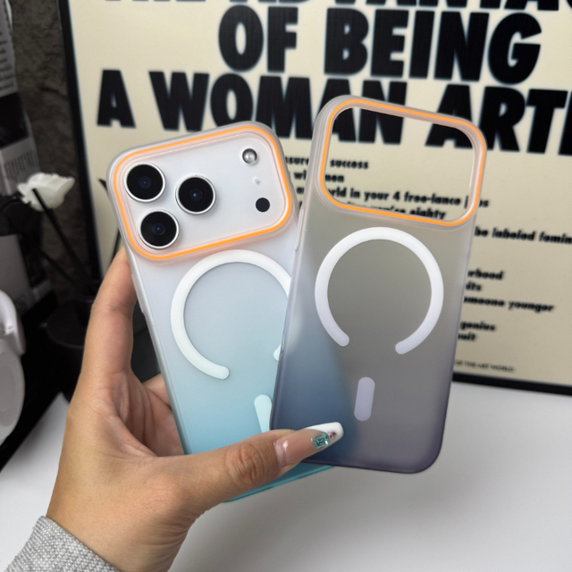 For Samsung S26 Ultra Matte Gradient Magnetic Back Cover for iPhone 17 Air 16 15 14 13 12 11 18 Pro Max Hard PC Phone Case