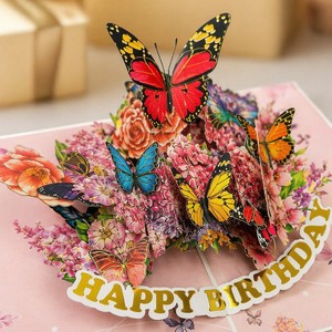 Tarjeta de felicitación 3D hecha a mano con diseño de mariposa, tarjeta de invitación floral de papel para cumpleaños, boda, día de San Valentín - Product Image 2