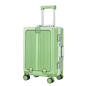 Maleta de mano con marco de aluminio de 20 pulgadas con cerradura, diseño de rayas, ruedas giratorias para viajes de ocio, verano 2024, unisex - Product Image 1