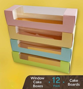 Cajas para Pasteles Cookeezz Couture - Caja para Pasteles con Ventana de Color, 12 x 3.75 x 2.75 Pulgadas, Apertura Automática, Ideal para Panadería, Pasteles, Cupcakes - Product Image 2
