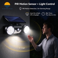 Lampe solaire murale de jardin à 3 têtes chanfreinées, 400LM, 230 LED, à détection de mouvement, contrôle de la lumière, micro-lumière, étanche IP65
