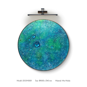 Set di arte di cristallo di <span class=keywords><strong>vetro</strong></span> rotondo <span class=keywords><strong>con</strong></span> cornice in rame dipinti di arti murali moderne <span class=keywords><strong>con</strong></span> luce a LED <span class=keywords><strong>per</strong></span> accessori di decorazione di lusso <span class=keywords><strong>per</strong></span> la casa - Product Image 6