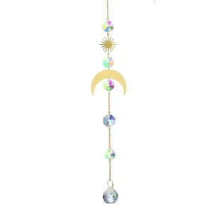 Suncatchers Fournitures Personnalisé Cristal Suspendu Sun Catcher Verre Arc-En-Ciel Prisme Lune et Étoiles Suncatcher pour la Décoration de Fenêtre