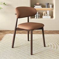 Chaises de salle à manger minimalistes et luxueuses avec dossier en bois de caoutchouc, revêtement en cuir PU, empilables, écologiques, pour la maison, les bureaux, les hôtels