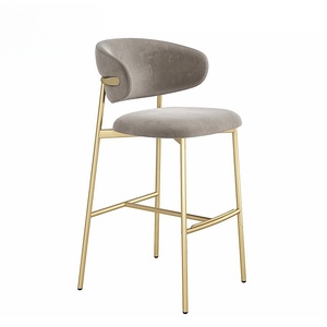 Chaises de salle à manger d'hôtel modernes en acier inoxydable, style design, couleur personnalisée, tissu éponge, tabourets de bar à pieds hauts - Product Image 1
