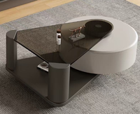 Meuble TV et table basse triangulaire en verre trempé rétractable pour petite maison et hôtel