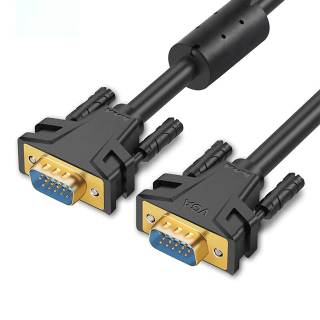 VGA Male-Male Dual Magnetic Ring Gold-plated Engineering Grade HD Video Cable for Projector and Computer with 3+6 Data Signal