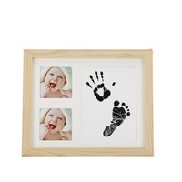 Jejak bayi baru lahir & pegangan tangan bayi DIY modis bingkai foto kayu kedap air Logo kustom hadiah tumbuh bayi baru lahir