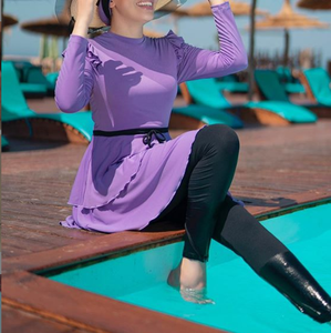 Maillots de bain pour femmes de style musulman, taille <span class=keywords><strong>plus</strong></span>, imperméables, solides, couvrant entièrement le corps, ensemble de <span class=keywords><strong>3</strong></span> pièces, faible MOQ, vêtements de plage - Product Image 1