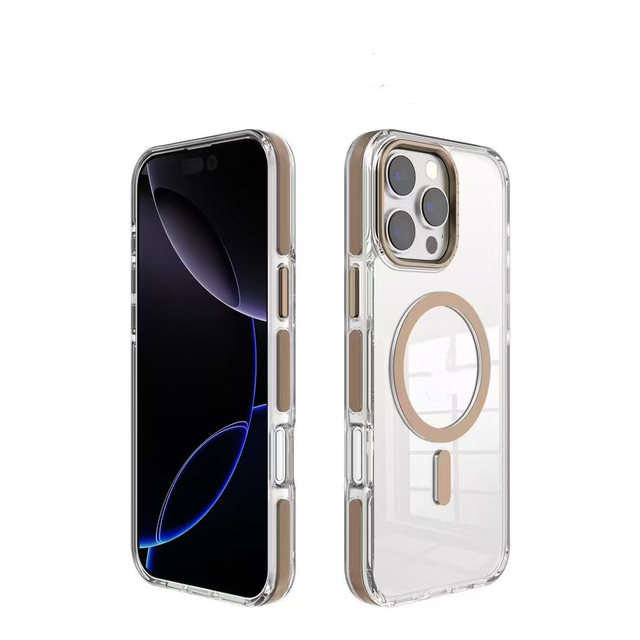 New Custom Logo 3 in 1 Strong Magnetic Aluminum Alloy Phone Case for iPhone 13 14 15 16 Pro Max TPU+PC+TPE Phone Case