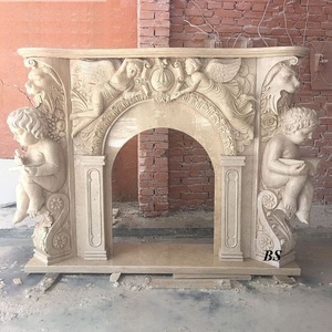 Statue d'ange bébé en marbre blanc sculptée à la main, style moderne européen, pour décoration intérieure, hôtels, cheminées et inserts de cheminée. - Product Image 4