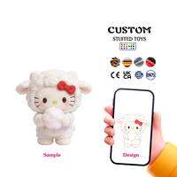 Peluche personnalisée en forme de tête de mouton blanche avec broderie, en tissu doux rembourré de coton PP, jouet en peluche sur mesure