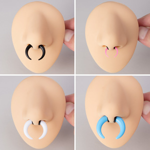 Kit <span class=keywords><strong>d</strong></span>'élargissement <span class=keywords><strong>d</strong></span>'oreilles en acrylique effet corne de buffle, dilatateurs en forme de croissant de lune, bijoux de piercing corporel pour oreilles et nez - Product Image 3