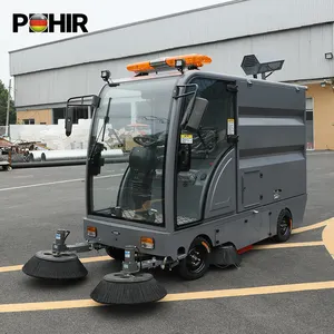 Garbage Sweeper Truck 4 Wheel Steering Cleaning Machine Closed Powered Road Sweeper Car With Water Spraying Function
