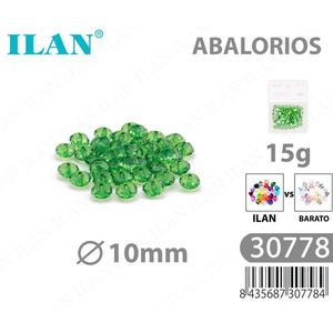 Ilan Abalorios Perline Rondelle Sfaccettate Verdi 10mm 15g - Product Image 1