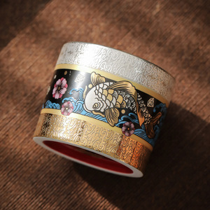 Tasse à thé plaquée argent, motif poisson émaillé, style oriental, tasse maîtresse en céramique, tasse de dégustation individuelle, boîte cadeau, origine Dehua - Product Image 2