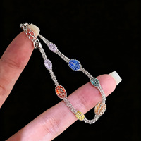 Bracelet chaîne tressée en maille de dentelle colorée plaqué or 14 carats argenté pour usage quotidien, apprêts de bijoux, bracelets et joncs tendance