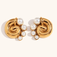 ERESI New Summer Boucles d'oreilles plaquées or 18 carats Boucles d'oreilles hypoallergéniques en acier inoxydable Vintage Snail Super Shine Claw Boucles d'oreilles Dancer Jewelry