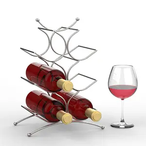 Support de stockage de vin décoratif en fil de fer, support de bouteille de vin en métal de comptoir
