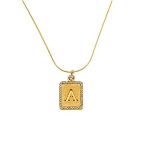 ZOGXIN Diamond Letter Necklace 18k Gold Plated Square Pendant With English Alphabet For Women Everyday Wear - Product Image 5