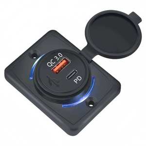 Car Charger USB QC3.0 PD Fast Charging 12-24V With Blue LED <b>Light</b> For Bus RV Cigarette Lighter <b>Socket</b> - Product Image 1