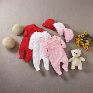 Großhandel Baby kleidung Frühling Mädchen Schuhe Jumps uit Baby Kletter anzug mit Hut Baby Girl Stram pler Set - Product Image 6