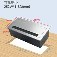 Boîtier de connectivité de table, argenté, 2 prises EU standard, 2 ports Cat6, HDMI, USB, VGA, 2 ports audio 3,5 mm, micro, argenté