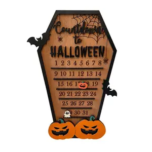 Halloween Wooden Calendar Board Showing Holidays Month for Party and Decorations Laser Cutting Cut