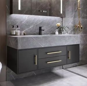 Mueble de Baño con Encimera de Granito para Hotel o Villa Residencial, Diseño Personalizado, Lavabo, Mueble de Baño con Espejo - Product Image 6