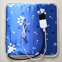 Coussin chauffant électrique imperméable en cuir avec affichage numérique, pour animaux de compagnie (chats et chiens), 110V, motif patte et os, forme carrée ou rectangulaire