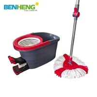 Ensemble de serpillères rotatives BENHENG, seau en acier inoxydable avec pédale, 360° °   Serpillère rotative en microfibre pour le nettoyage des sols