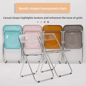 Transparent <strong>Folding</strong> Ins Style Dining <strong>Chair</strong> Fashionable Makeup <strong>Chair</strong> for Clothing Store Hotel Internet Celebrity <strong>Chair</strong> - Product Image 3