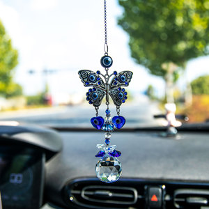 Grand D-Evil Eye Suncatcher boule de cristal carillon éolien bleu oeil papillon attrape-soleil pour la maison décoration murale voiture suspendue - Product Image 6